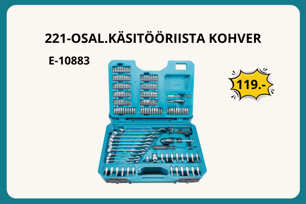 Soodsalt Makita 221-osaline käsitööriista kohver E-10883 Nukitsa tööriistakeskuses